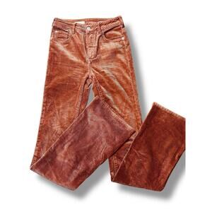 Pilcro Corduroy Pants Womens 24 Tall Rust High Rise Flare The Icon Stretch Retro